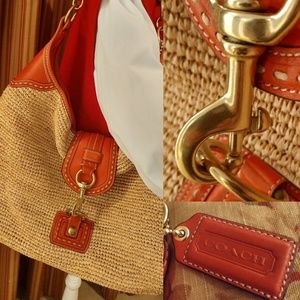 💋FLASH SALE💋NWOT COACH Straw & Red Leather